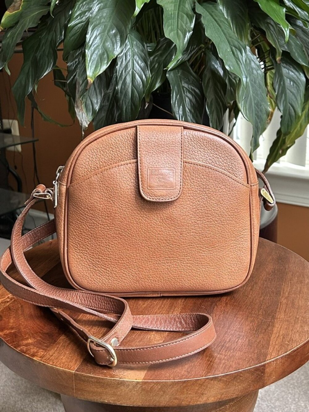 BURBERRY Calfskin Shoulder Bag, British Tan, Brown